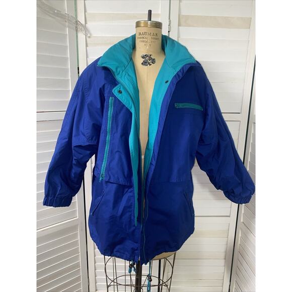 London Fog Jackets & Blazers - VTG London Fog Blue Women’s Removable Lined Puffer Jacket Parka Sz Large